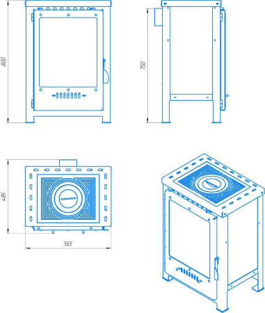 Печь-камин Kennet Гермес с плитой 7кВт М25